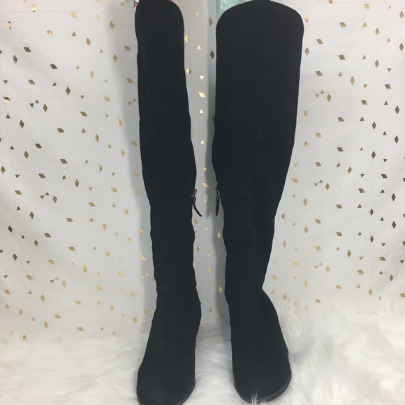 Franco Sarto Shoes - Franco Sarto Black Suede Over the Knee Abela Boots